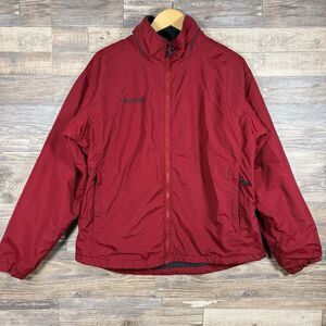 Columbia Women Jacket XL Red Nylon Blend Long Sleeve Full Zip Fleece Lined